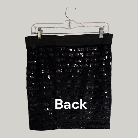 Black Sequins Mini Skirt Wide Elastic Waist Size Medium - Picture 4 of 6